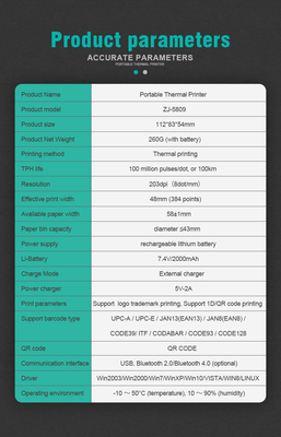 เครื่องพิมพ์บลูทู ธ มินิบลูทู ธ ขนาด 58 มม. สำหรับ Android IOS POS Receipt