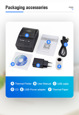 POS เครื่องพิมพ์ความร้อนโดยตรงแบบพกพามินิบลูทู ธ เครื่องพิมพ์ 58mm