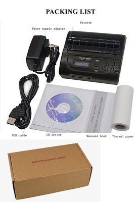 เครื่องพิมพ์ใบเสร็จความร้อนแบบพกพา Bluetooth 3 นิ้ว 80 มม. ไร้สายสำหรับ Android